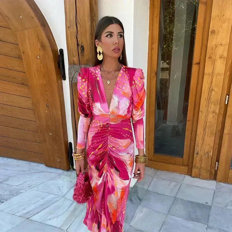 flattering wedding guest dress Julia Stella Dress in Pink Color_Green_Saree Size:17 33 and sophisticated occasion wear.