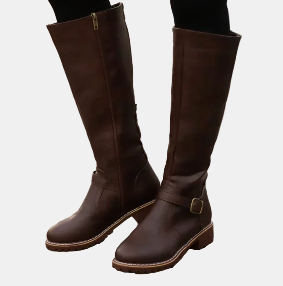 Vanessa | Bottes élégantes et confortables à brides à boucle, hauteur genou