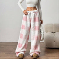 Evelyn | Checked Wide-Leg Fleece Pants for Cozy Winter Style