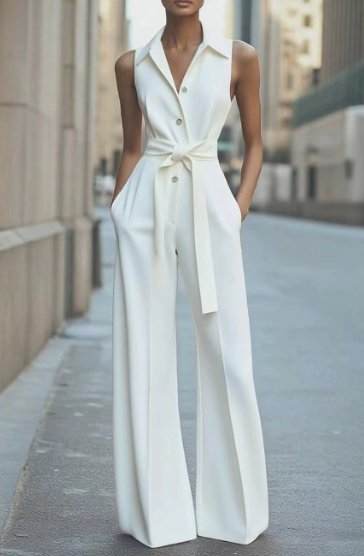 Marie | Wide-Leg Jumpsuit – Tailored Sleeveless Style for Women