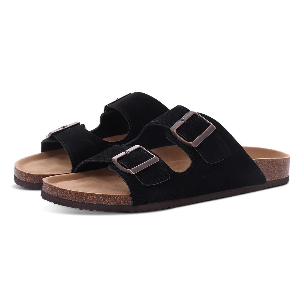 Isabella | Mules in camoscio eleganti e comode con suola in sughero