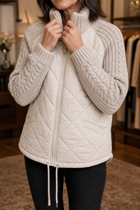 Camila | Elegant And Stylish Knit-Panel Quilted Puffer Jacket