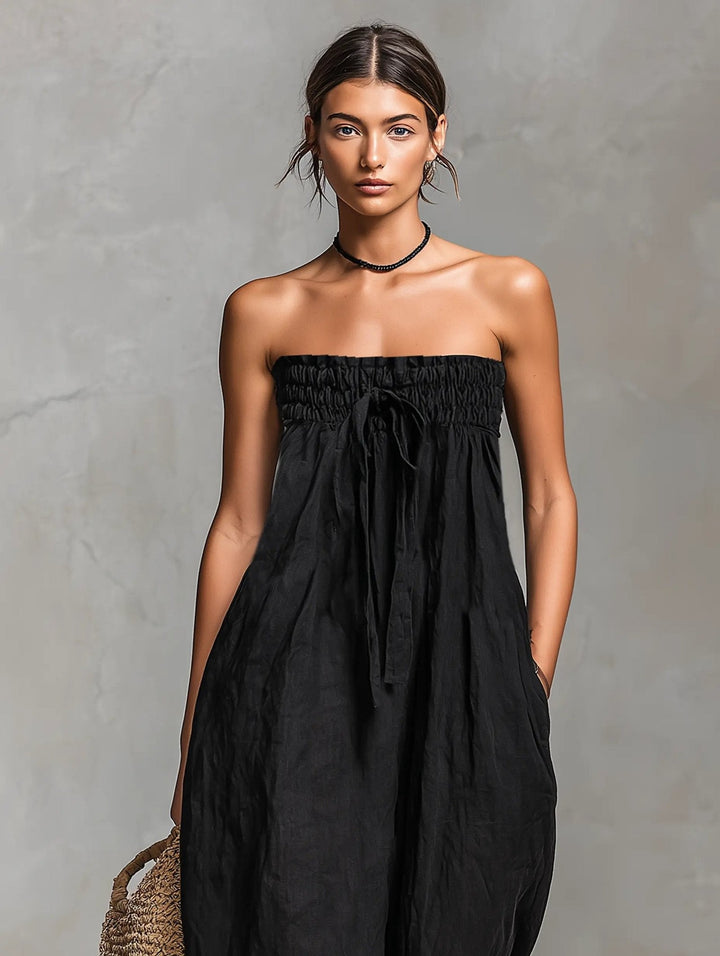 Hannah | Wide-Leg Jumpsuit – Elegant Strapless Design for Women