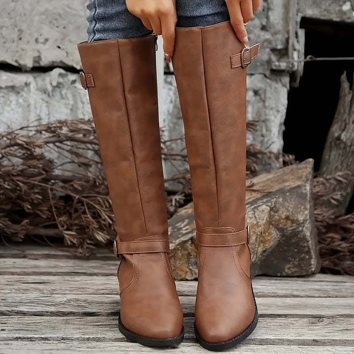 Isabella | Bottes raffinées à double boucle, hauteur genou