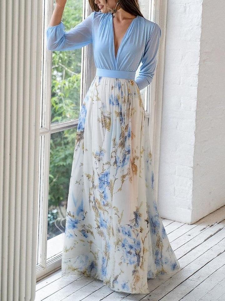 Karolin | Robe longue romantique et élégante en mousseline à manches longues