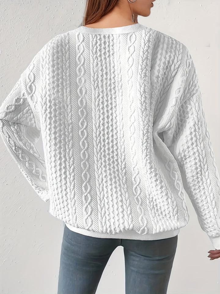 Jovial | Textured Cable-Knit Sweatshirt – Cozy Comfort for Women