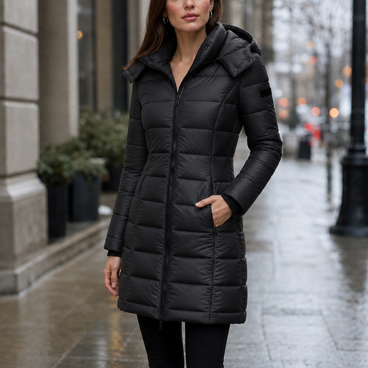 Wearbella | Mid-Length Puffer Jacket for Women with Hood