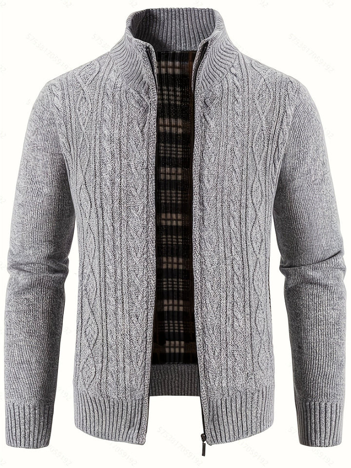 Walter | Full-Zip Cardigan – Textured Design for Men