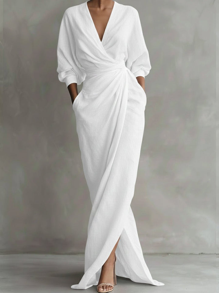 Rosalie | Robe longue portefeuille élégante et confortable à manches longues