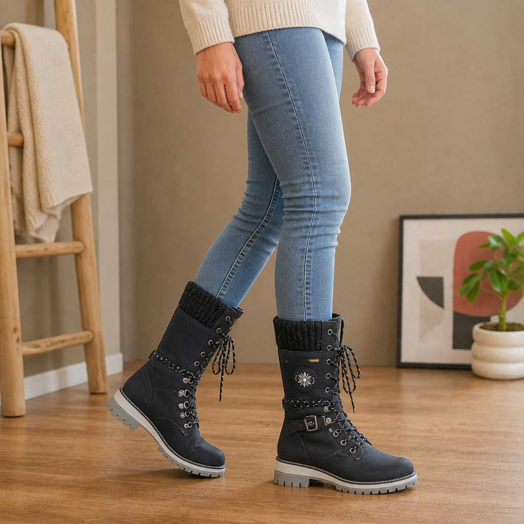 Snowbella | Knee-High Winter Boots – Side-Zip Design for Women
