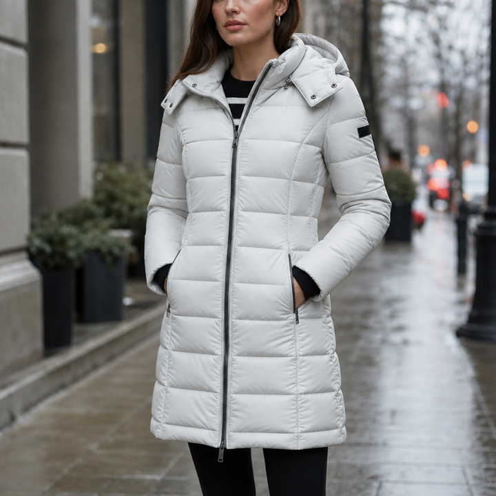 Wearbella | Mid-Length Puffer Jacket for Women with Hood