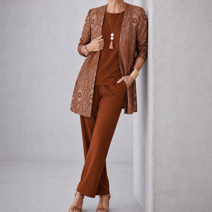 Trielle | Wide-Leg Pantsuit Set – Elegant 3-Piece Outfit for Women