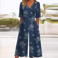Elodie | Bohemian And Feminine Floral Straight-Leg Jumpsuit