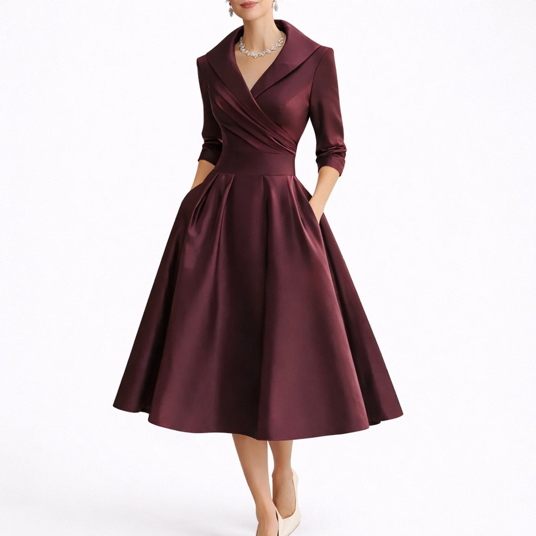 Christina | Elegante e strutturato abito midi autunnale da cerimonia a trapezio