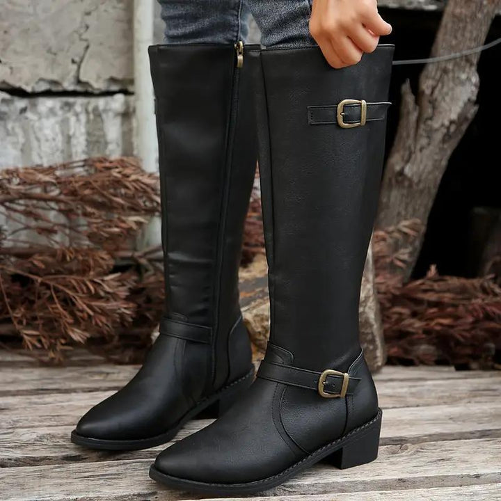 Isabella | Bottes raffinées à double boucle, hauteur genou