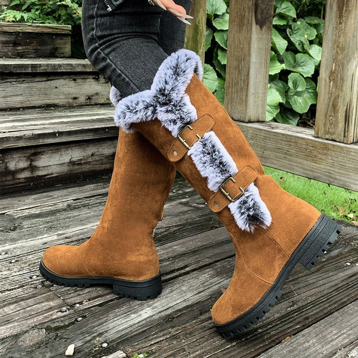 Chloe | Bottes chaudes et tendance bordées de fourrure, hauteur genou