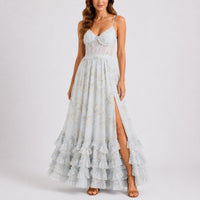 Alice | Robe longue romantique et décontractée à corset floral pour mariage d’automne