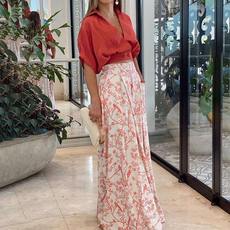 Grace | Raffinato completo a due pezzi ispirato ai motivi floreali