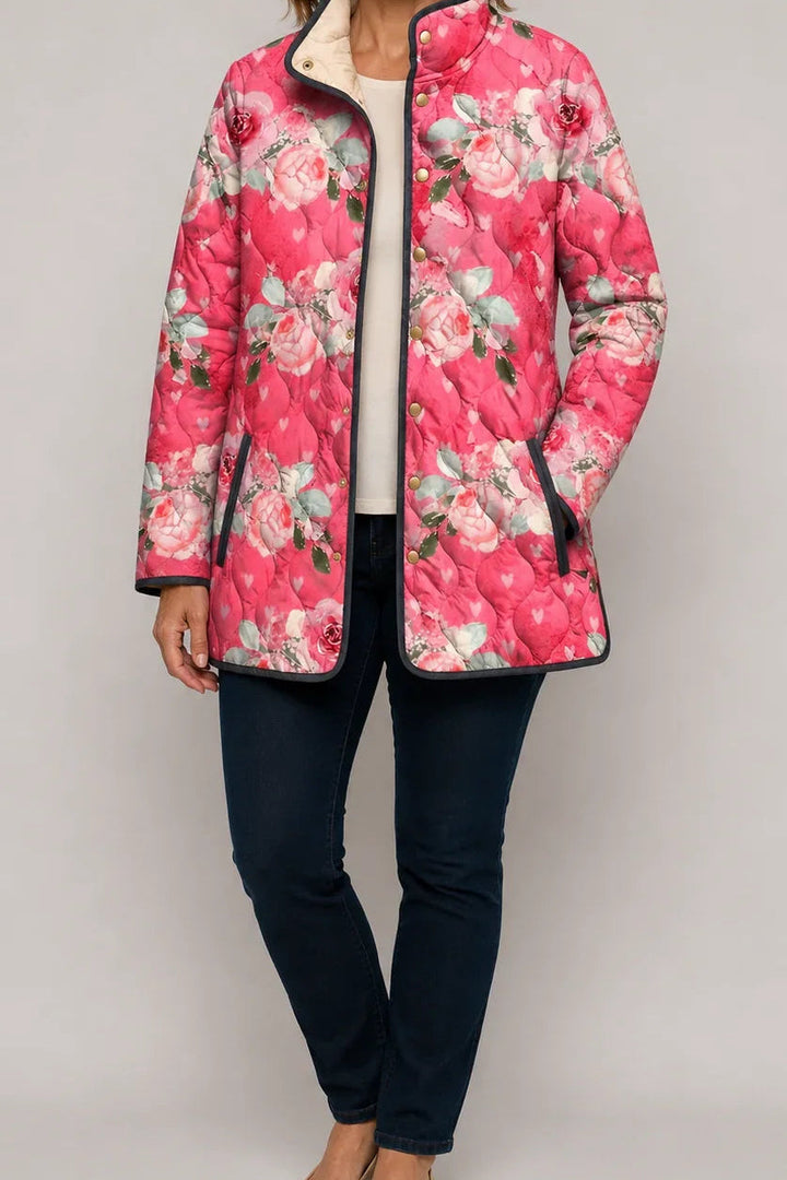 Wearbella | Floral Print Quilted Puffer Jacket
