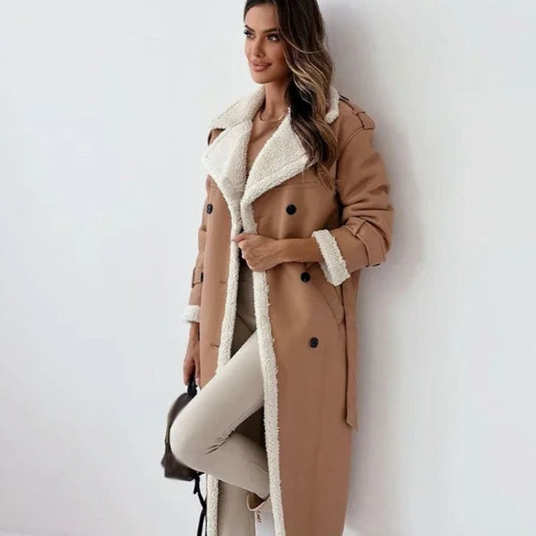 Elfriede | Long Winter Coat – Cozy Faux Shearling Style for Women