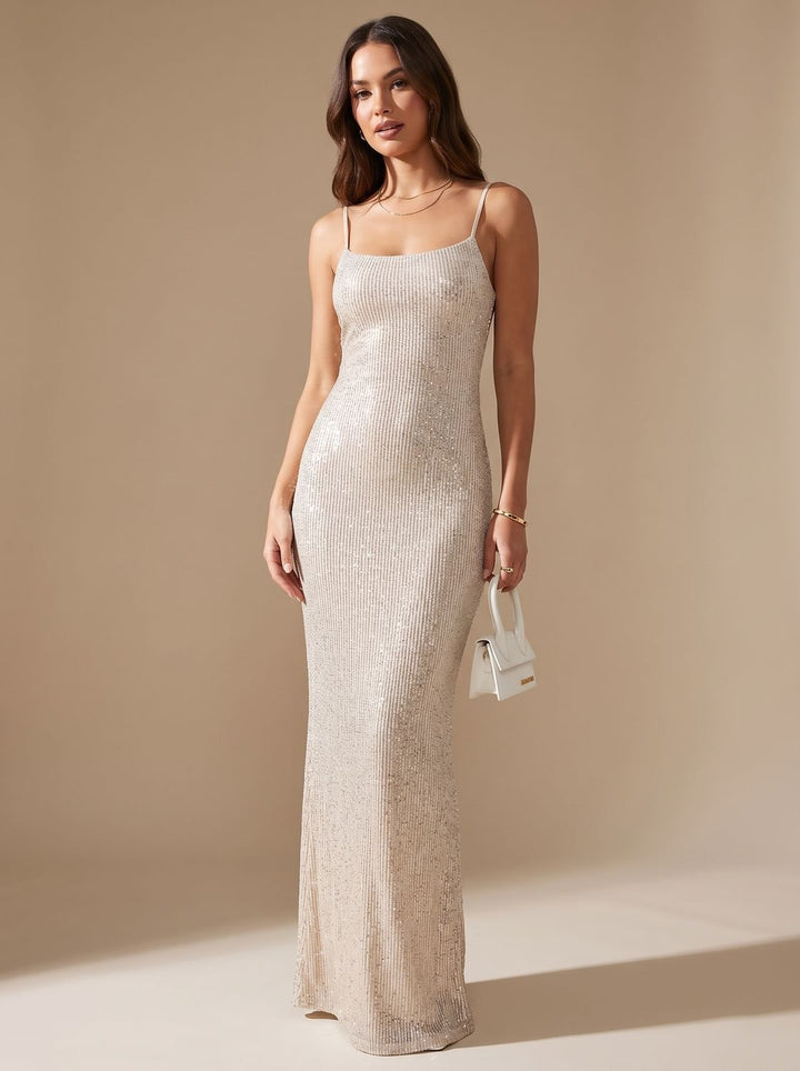 Grace | Bodycon Maxi Dress – Glamorous Gold Glitter Style for Women