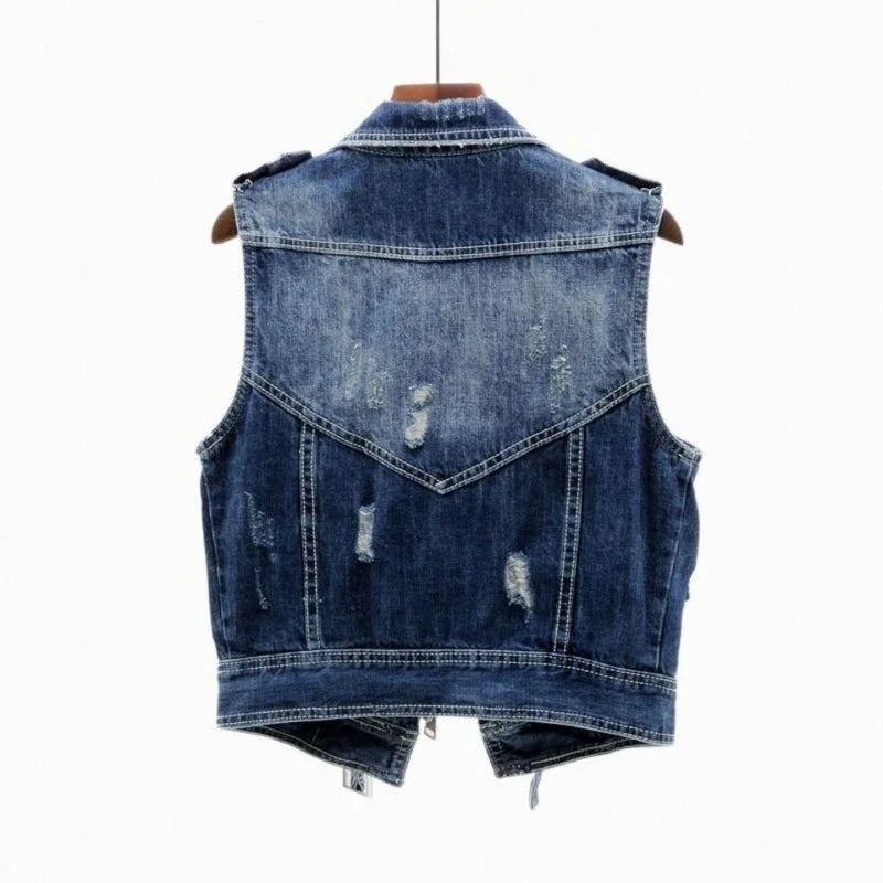James | Gilet in denim vintage e alla moda effetto vissuto