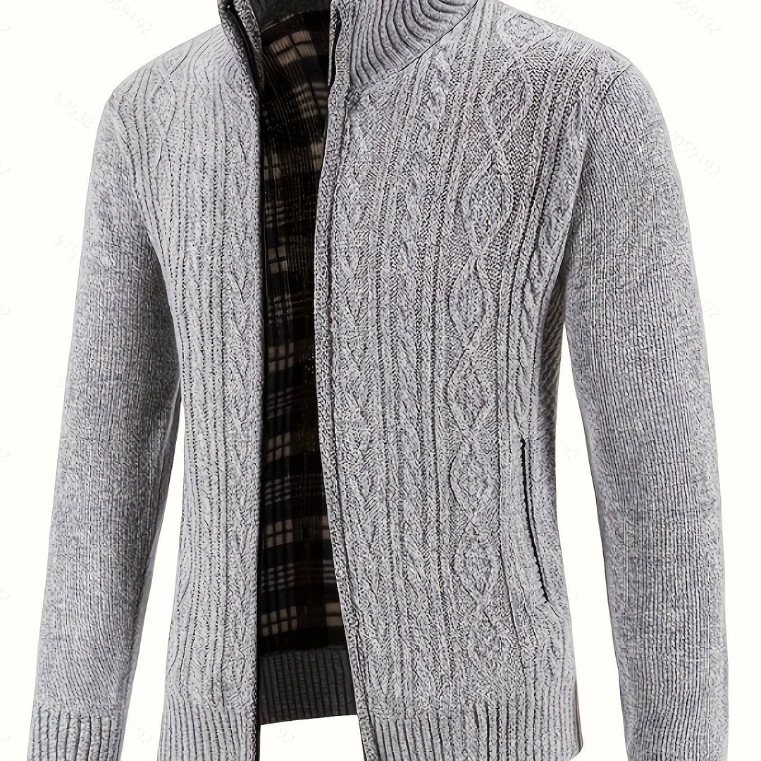 Walter | Full-Zip Cardigan – Textured Design for Men