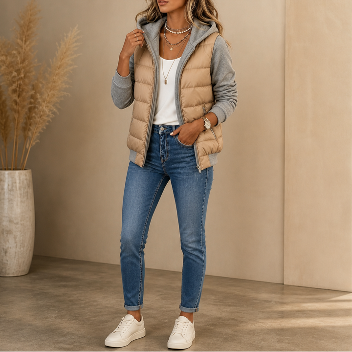 Coeza | Mixed-Media Puffer Jacket with Knit Sleeves