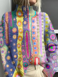 Isabella | Colorful And Cozy Printed Turtleneck Sweater