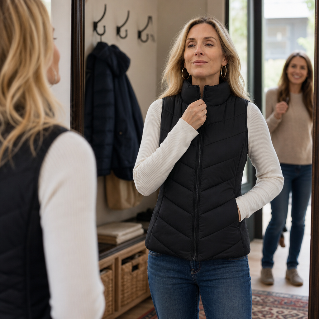Layerly | Quilted Puffer Vest – Stand Collar Style for Women