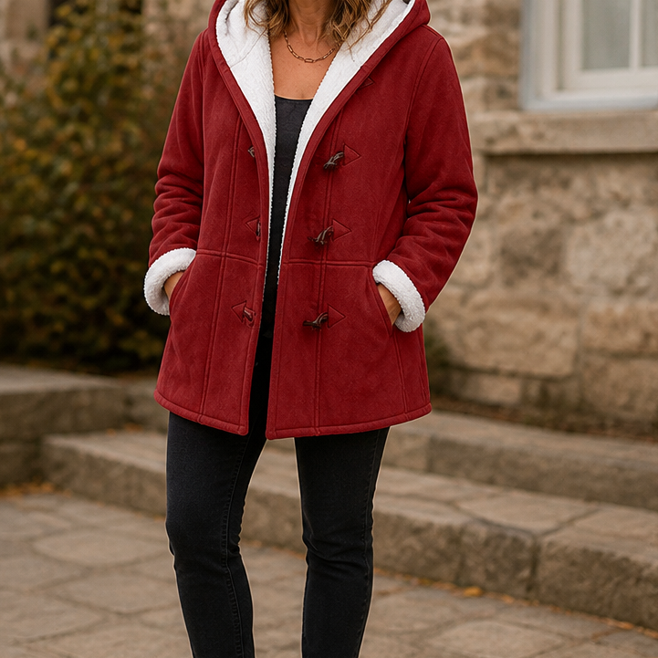 Plushbelle | Faux Shearling Hooded Winter Coat – Warm and Stylish