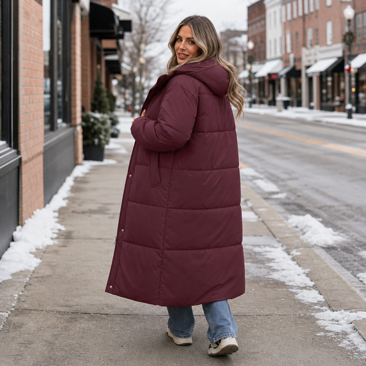 Wearbella | Long Hooded Puffer Coat – Stylish & Warm for Women
