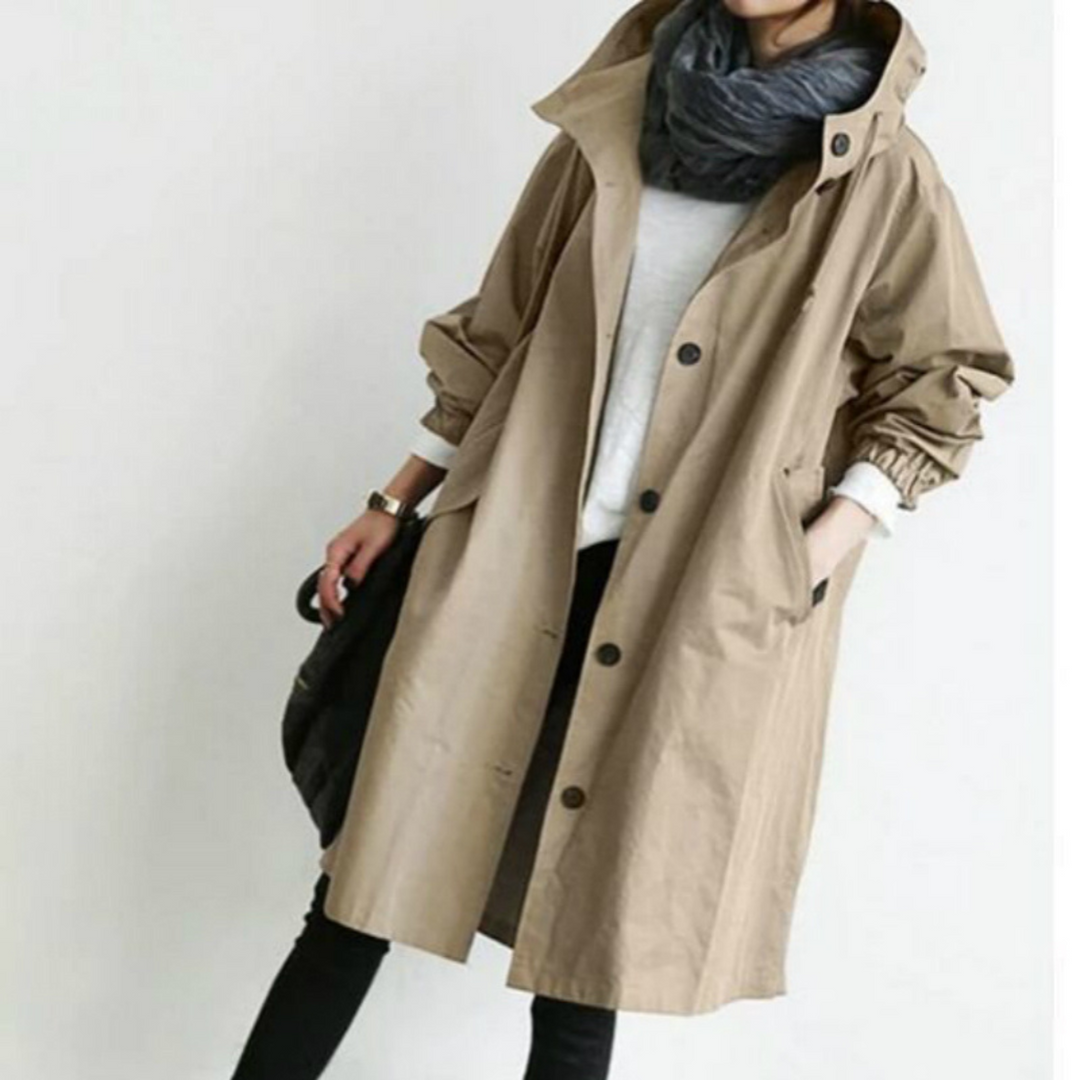 Audrey | Trench lungo moderno con cappuccio