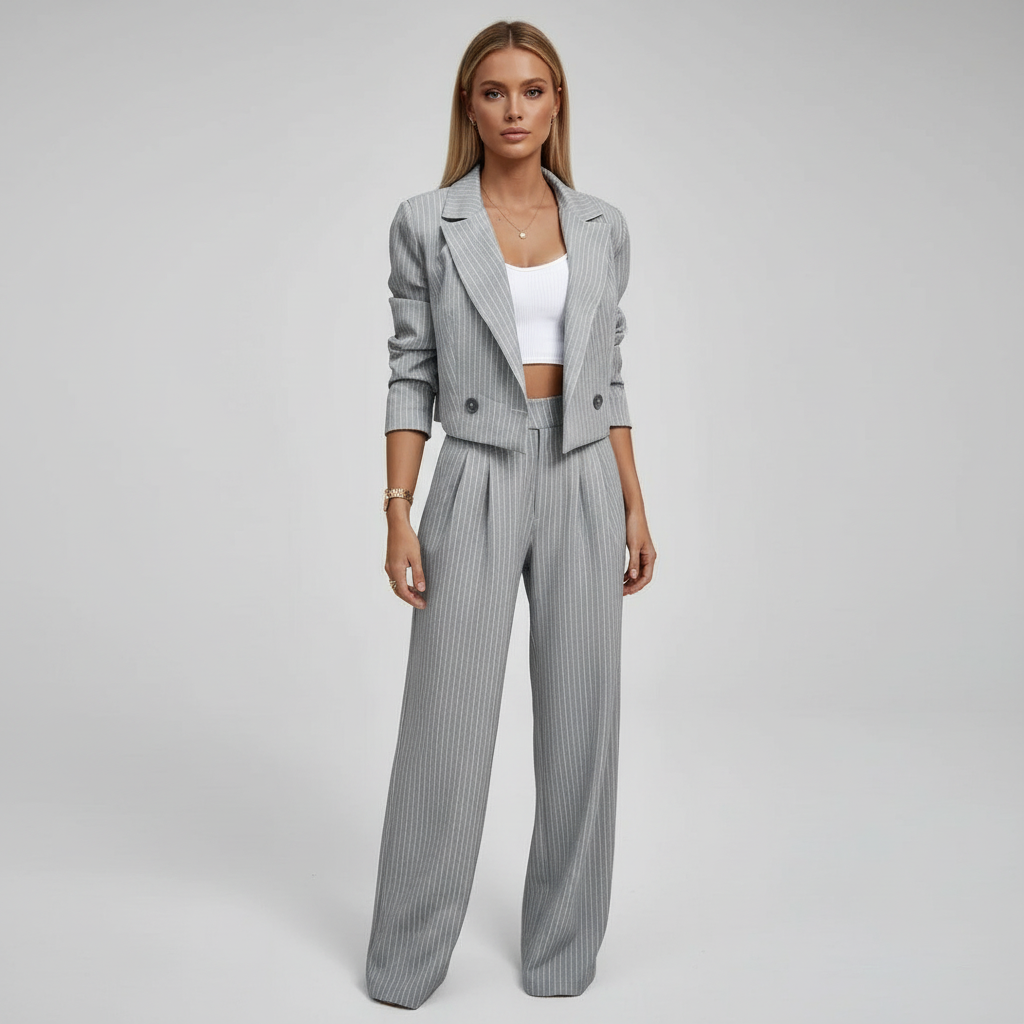 Adelina | Completo elegante a righe con blazer