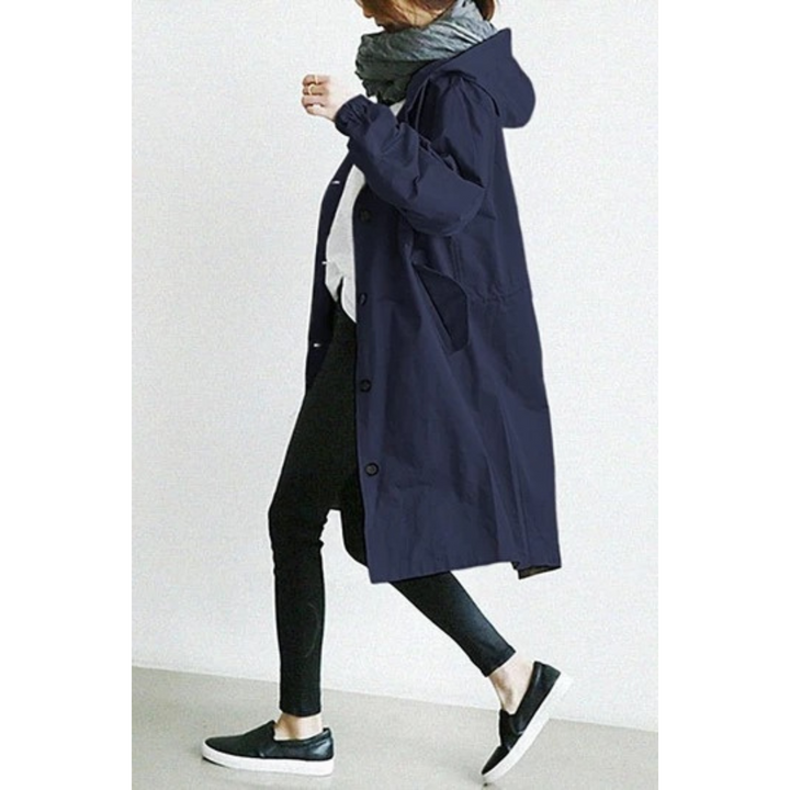 Audrey | Trench lungo moderno con cappuccio