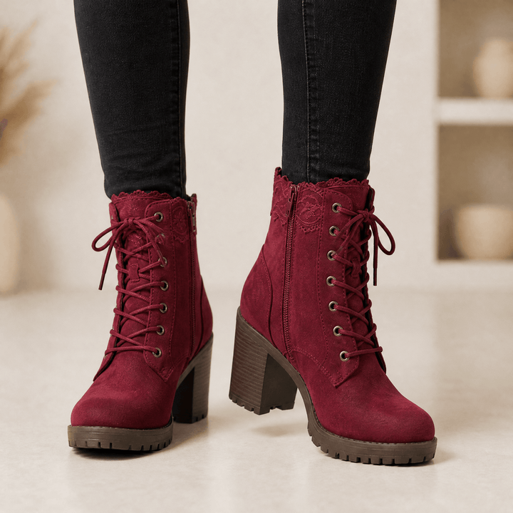 Lacelle | Suede Ankle Boots – Romantic Lace Trim for Women