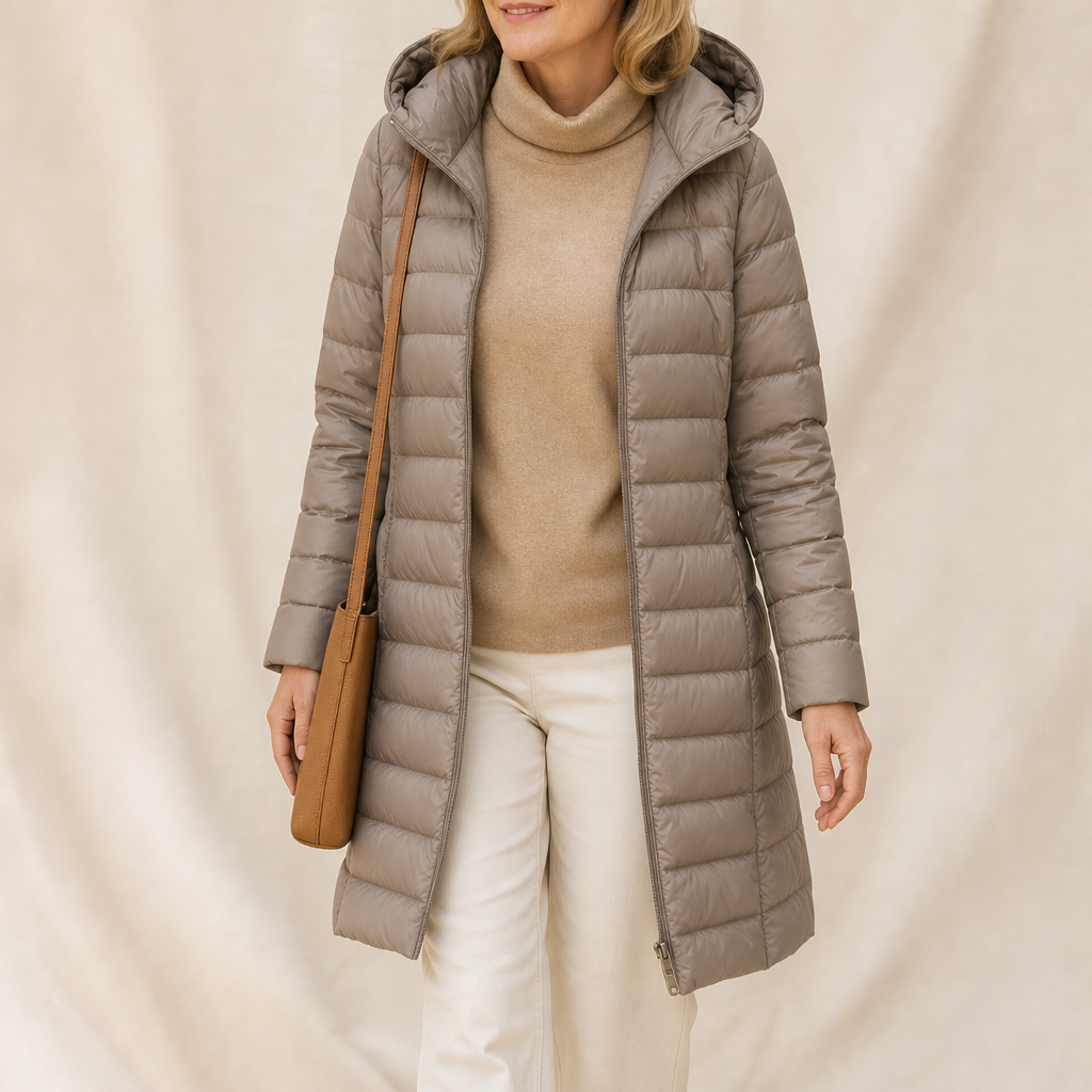 Veluna | Long Quilted Puffer Coat – Lightweight Warmth for Women