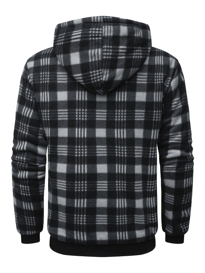Declan | Zip-Up Hooded Jacket – Cozy Plaid Design for Men