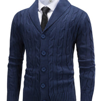 Ethan | Classic Cable Knit Shawl Collar Cardigan