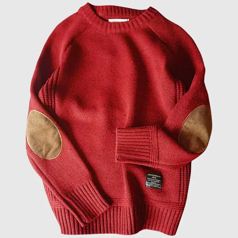 Fabian | Knitted Sweater with Elbow Patches for Men