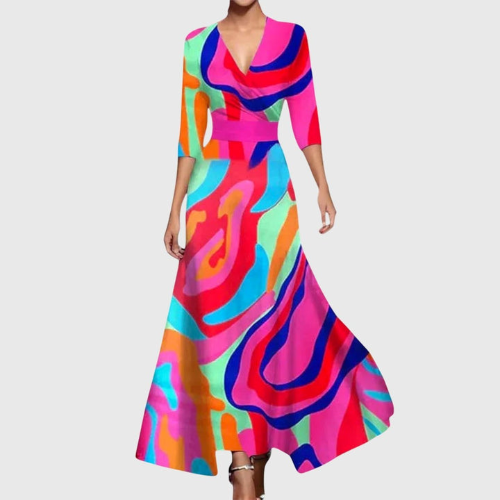 Mira | Robe longue fleurie audacieuse et féminine à manches longues