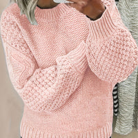 Ava | Elegant Cable Knit Lantern-Sleeve Sweater