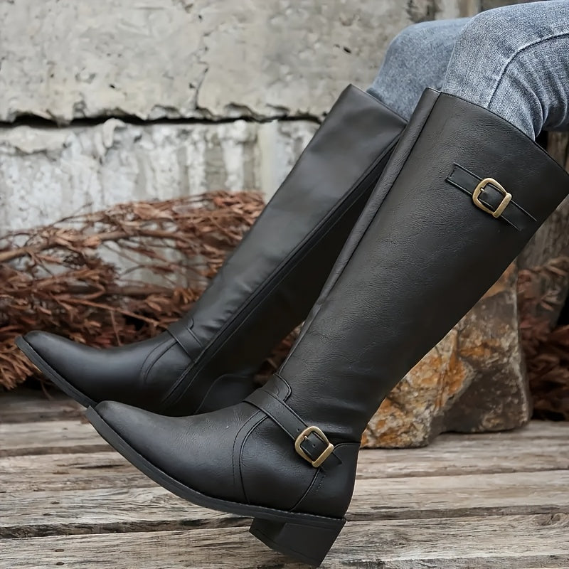 Isabella | Bottes raffinées à double boucle, hauteur genou