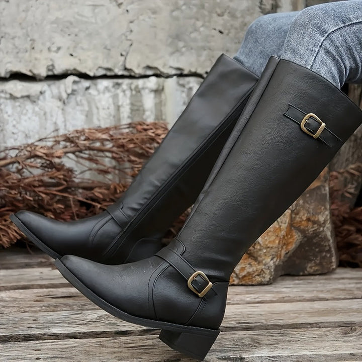Isabella | Bottes raffinées à double boucle, hauteur genou