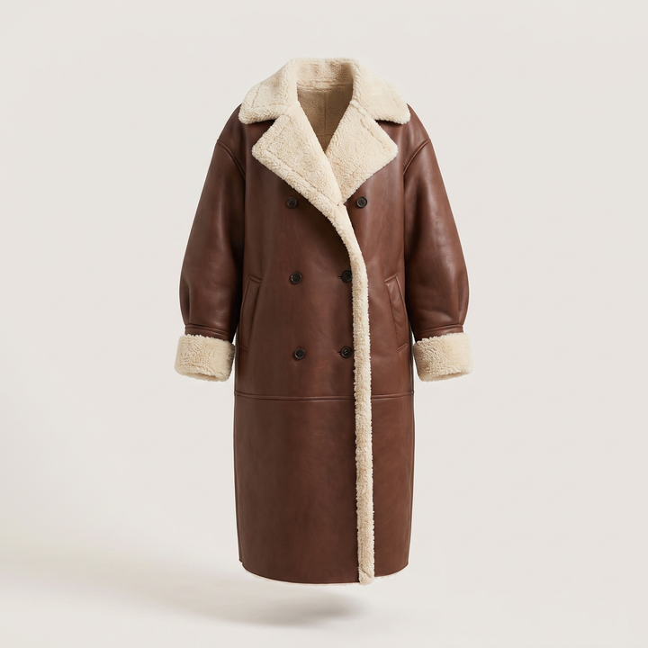 Mira | Teddy Coat – Elegant Double-Breasted Style for Women