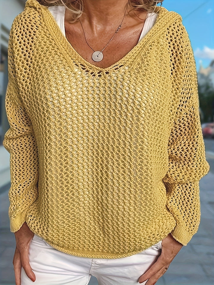 Delaney | Open-Knit Hooded Sweater – Relaxed Style for Women