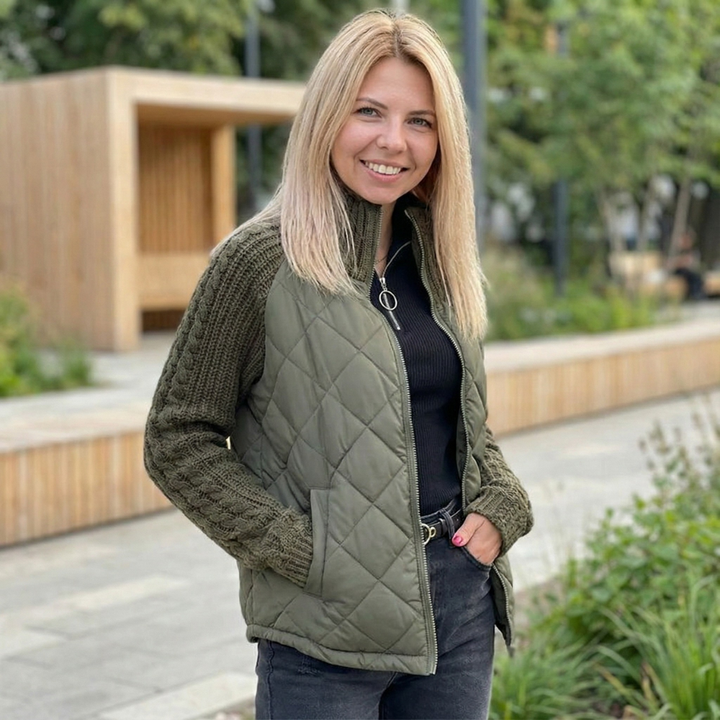 Quilora | Knitted Patchwork Puffer Jacket for Women