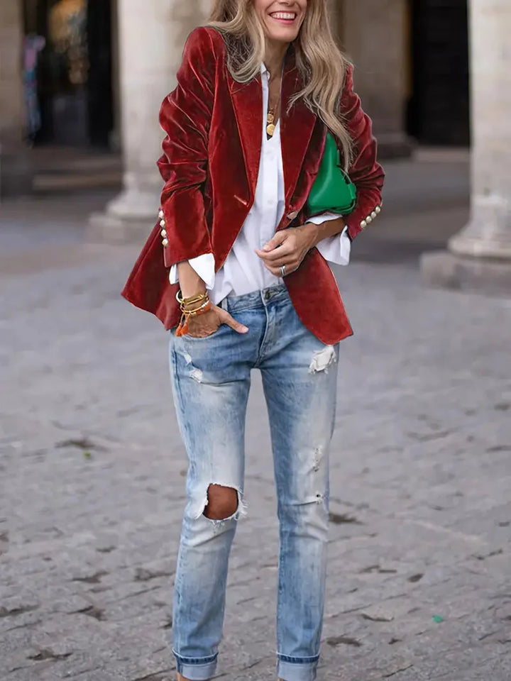 Isabelle | Blazer en velours luxueux et intemporel