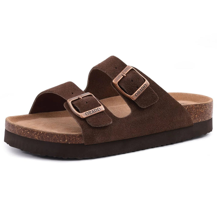 Isabella | Mules in camoscio eleganti e comode con suola in sughero