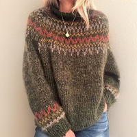 Ruby | Retro Wave Pattern Turtleneck Knit Sweater